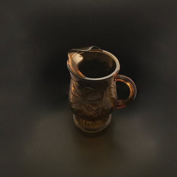 VTG Libbey Glass Co  Amber Glass Pitcher Country Garden Pattern  64 oz Ice Lip - Picture 3 of 3